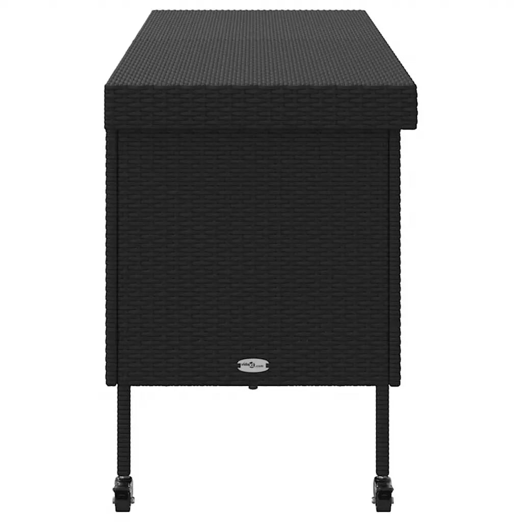 Contenitore da Giardino con Ruote Nero 160x55x75 cm Polyrattan CFW6398681