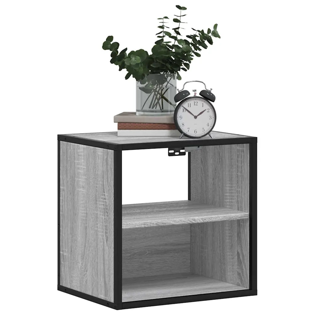 Comodino a Muro Grigio Sonoma 40x31x39,5 cm