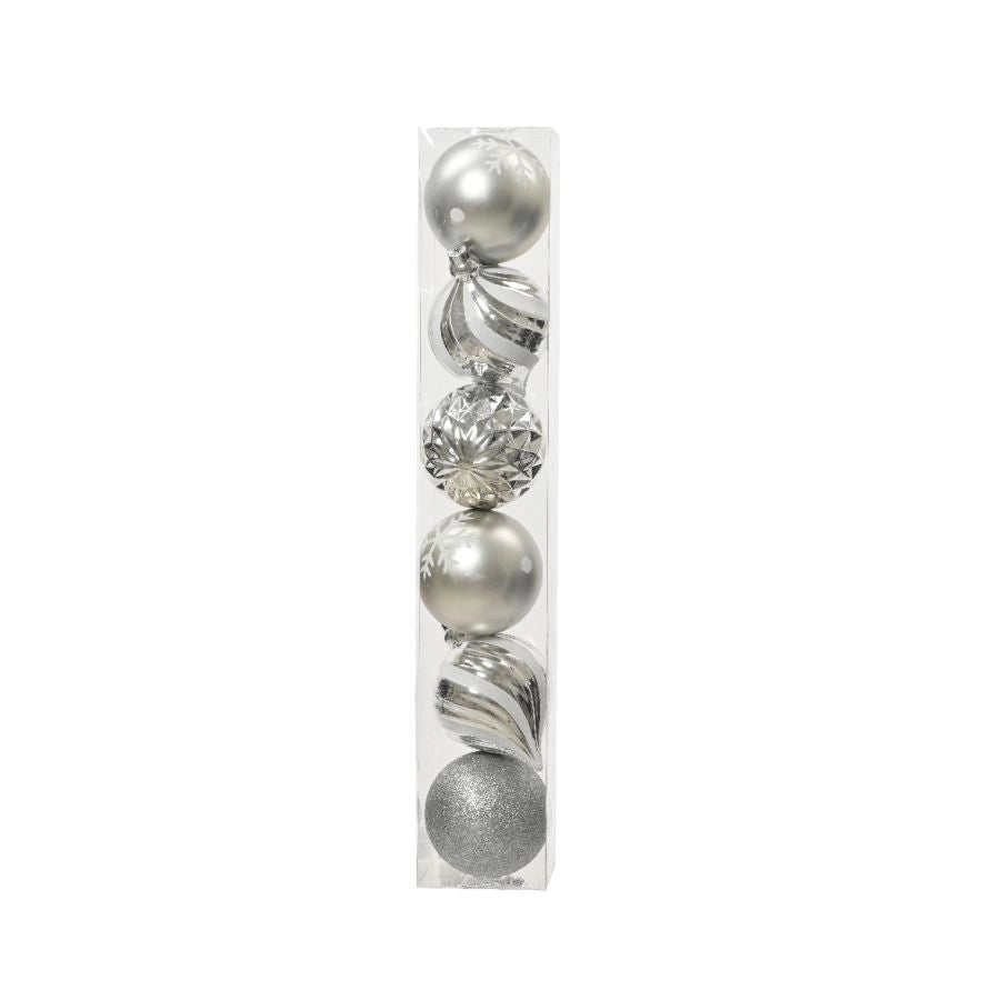 PALLINE NATALIZIE GRANDI ARGENTO 15CM INFRANGIBILI KAEMINGK SET 6 PEZZI