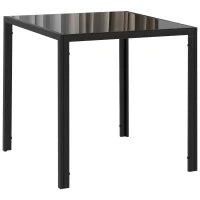 Tavolo da pranzo per 4 persone, con piano in vetro temperato e piedi in acciaio, 75x75x75 cm, nero