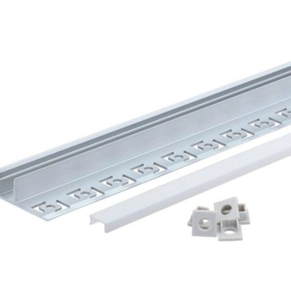 Profilo in alluminio per striscia led corpo argento copertura bianca 2 metri