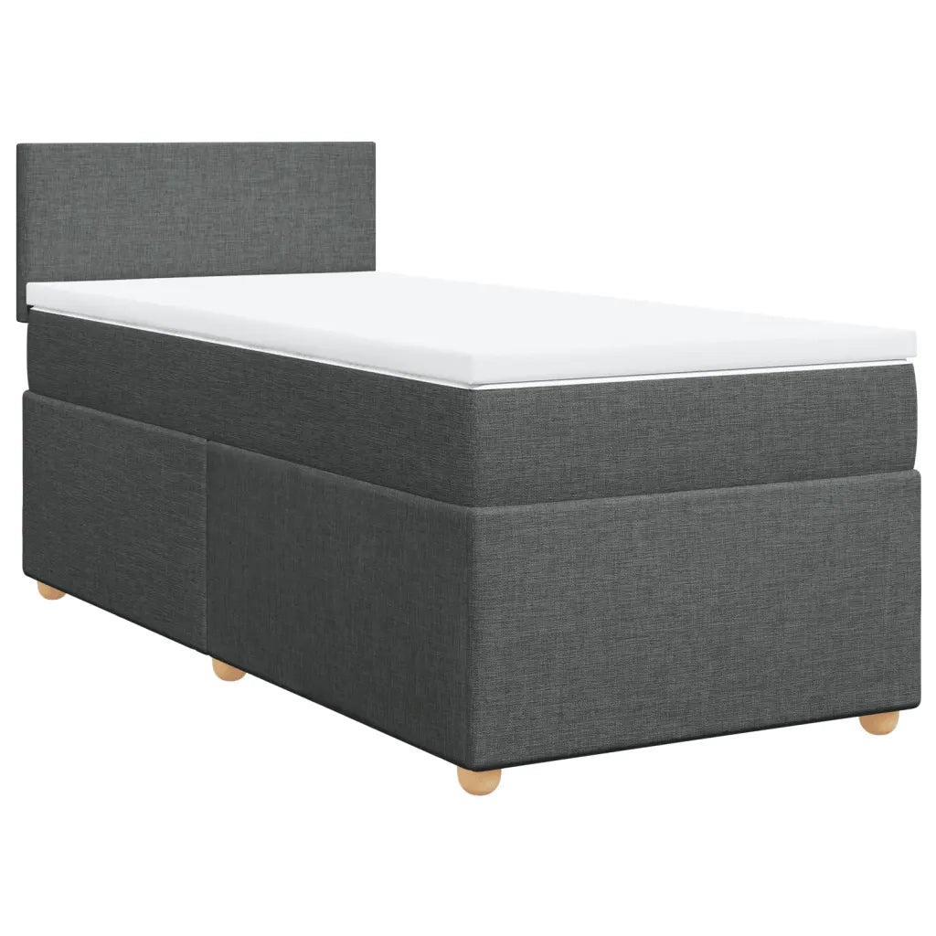 Giroletto a Molle con Materasso Grigio Scuro 100x200 cm Tessuto