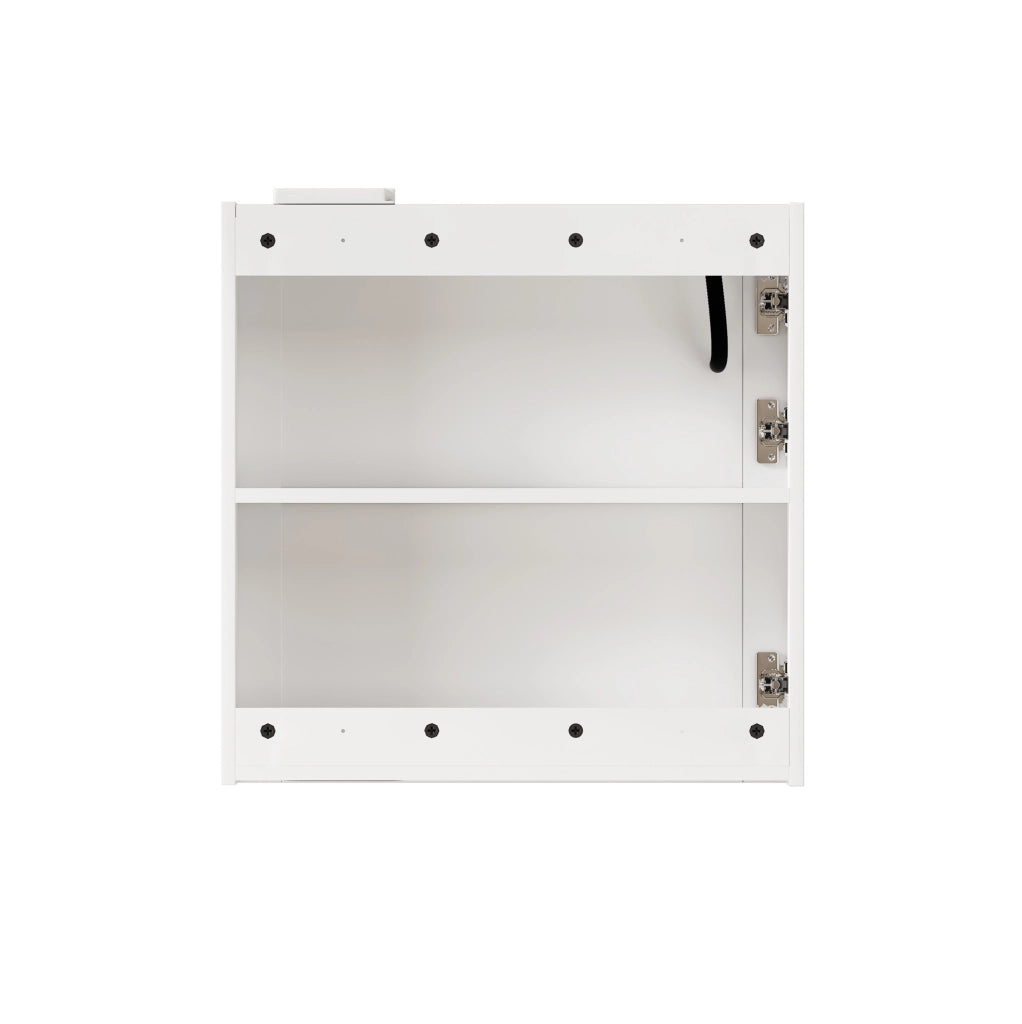 Armadio a specchio LED da parete in MDF e vetro; bianco