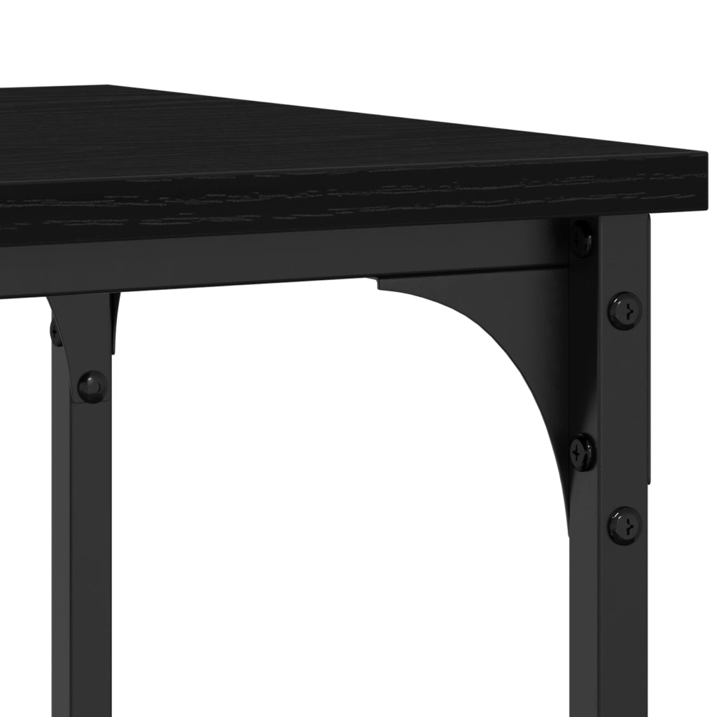 Tavolo Consolle Nero Quercia 100x35x75 cm Legno ingegnerizzato e Acciaio