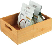 Cassa da cucina in legno - grande cassettone con maniglie integrate - tavolo in bambù apribile per l'archiviazione di utensili da cucina - colore naturale