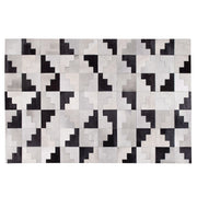 Tappeto Nero con Pelle Grigia 140 x 200 cm Tappeto Rettangolare Fatto a Mano Moderno Patchwork
