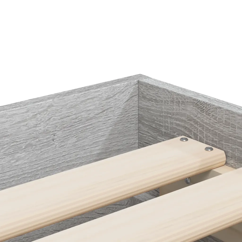 Letto singolo | Letto per adulti | Giroletto Cassetti Grigio Sonoma 90x200 cm Legno Multistrato