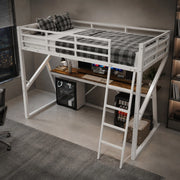 Letto a soppalco per bambini 90x200 cm con scrivania e LED