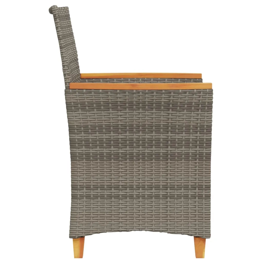 Sedie Giardino con Cuscini 2 pz | Sedie da Esterno Grigie Polyrattan Legno Massello