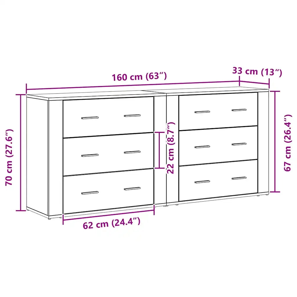 Credenza Rovere Nero 160 x 33 x 70 cm Legno multistrato 3333083