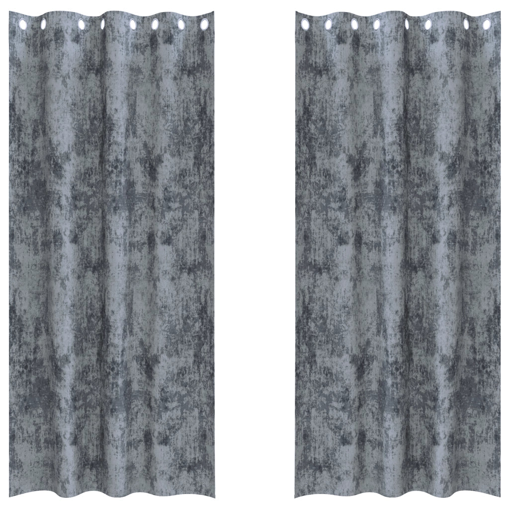 Tende in Velluto 2 Pezzi con Occhielli Grigio Argento 260x140 cm