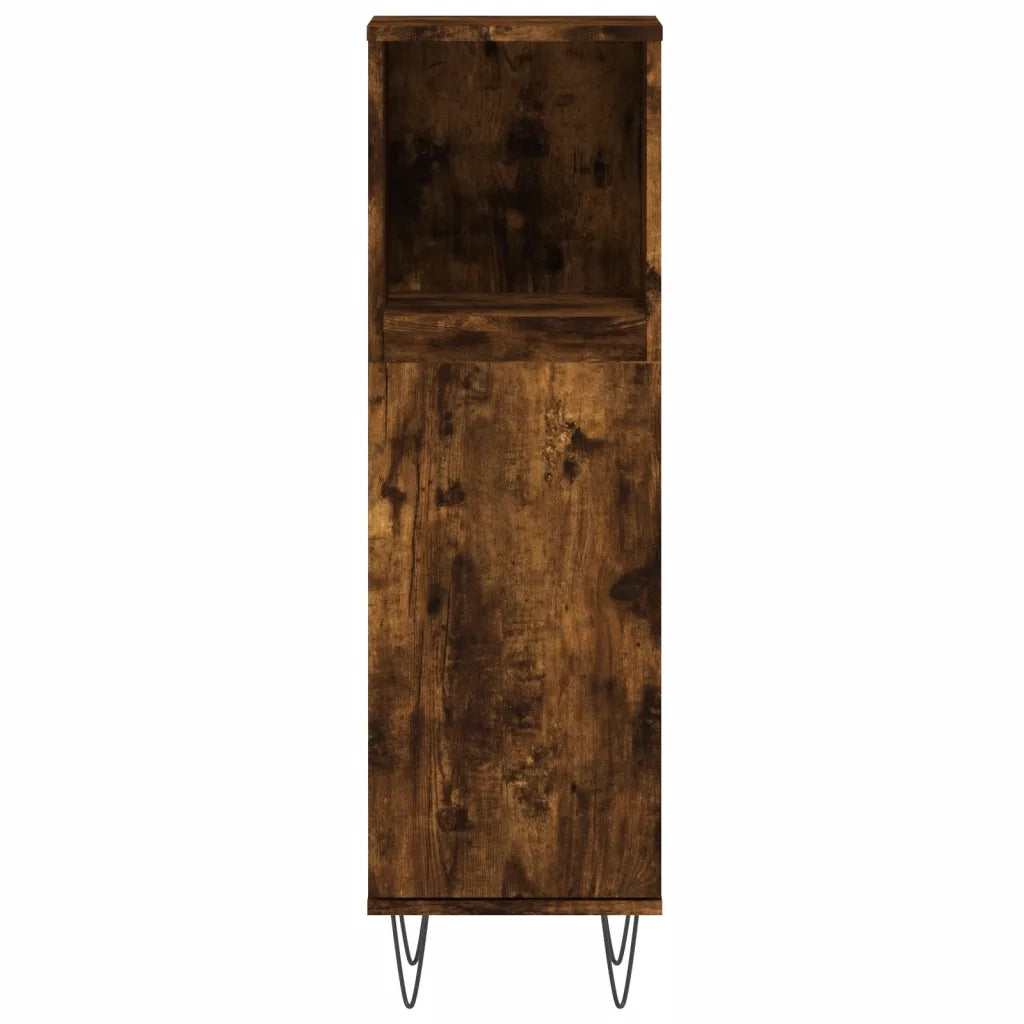 Set Mobili da Bagno 3 pz Rovere Fumo in Legno Multistrato