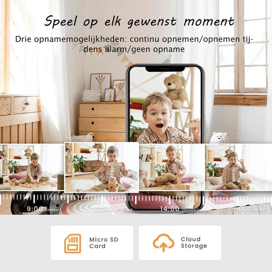 CCTV IP-camera WLAN 1080p 360° visuale 2 vie audio rilevamento movimento visibilità notturna - rotazionale e inclinabile - archiviazione SD e cloud, per interni