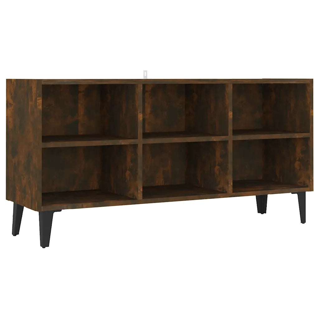 Mobile TV con Gambe in Metallo Rovere Fumo 103,5x30x50 cm 813155