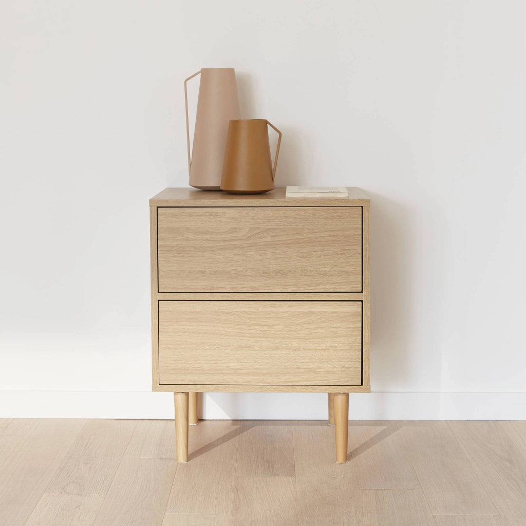 Comodino effetto legno naturale, marrone naturale