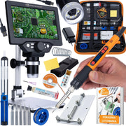 NanoZoom AX1200 MasterKit Pro – Set Professionale per Elettronica e SMD | Microscopio LCD 7" 12MP | Saldatore 80W 12in1