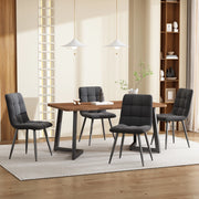 Tavolo da pranzo per 4 persone con 4 sedie piano in MDF noce gambe in metallo nero per cucina e sala da pranzo