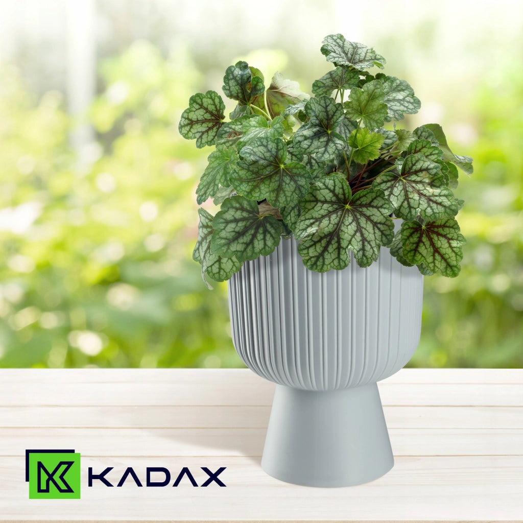 Vaso da fiori KADAX, vaso per fiori, da giardino, con coperchio in plastica, 14 cm, supporto per fiori, grigio