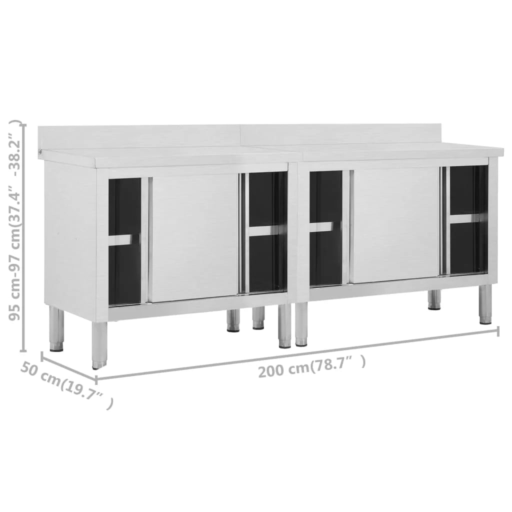 Set di 2 tavoli con ante scorrevoli 200 x 50 x (95-97) cm acciaio inox 02_0000009