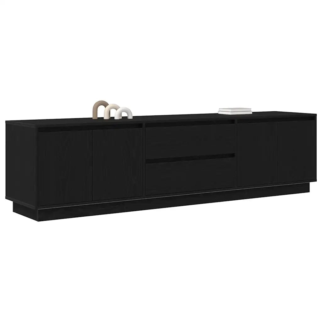 Mobile Porta TV con Luci LED-Credenza per TV Rovere Nero 193,5x41x50 cm