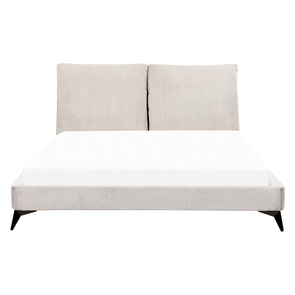 Letto imbottito moderno in velluto a coste beige 160 x 200 cm moderno elegante