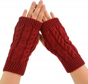 Manopole invernali senza dita per donne - cuffie di lana calde touchscreen - guanti da bicicletta e sci esterni - guanti lisci - cuffie di lana con dita semicurve - cuffie di viaggio calde - rosse - 20*6cm