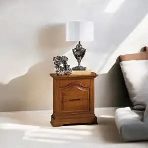 Comodino mod Londra in legno Shabby chic 3 cassetti noce scuro arte povera