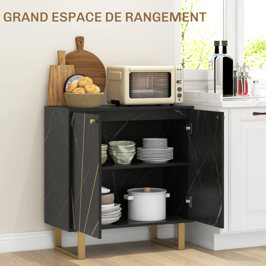 Tavolo da cucina ¨C zephmum ¨C nero, effetto marmo, metallo, 76x35x77 cm