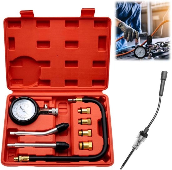 Misuratore di compressione con 4 adattatori per autoveicoli e camion