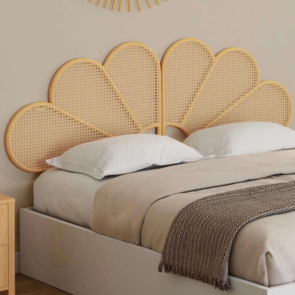 IDMarket - IVY Testata sospesa da 160 cm con effetto rattan e traliccio a forma di fiore