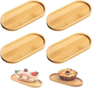 Dienbladen in legno ovale multifunzionali - 4 pezzi - bambù - 30x20 cm