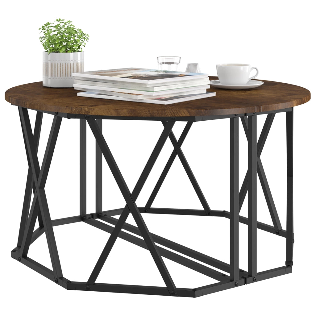 Tavolino da caffÃ¨ in rovere affumicato 80x80x42 cm in legno ingegnerizzato