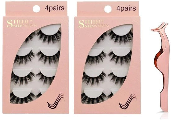 Wimpers 8 Paar - 3D Pluizige - Herbruikbare - Wimperpincet - 1.3 cm Lunghezza - Set di Wimpers