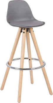Barstoli con schienale - Altezza 75cm - Grigio - Set 1 - Cucina - Sedili bar - Con schienale - Pelle artificiale - Struttura in legno marrone