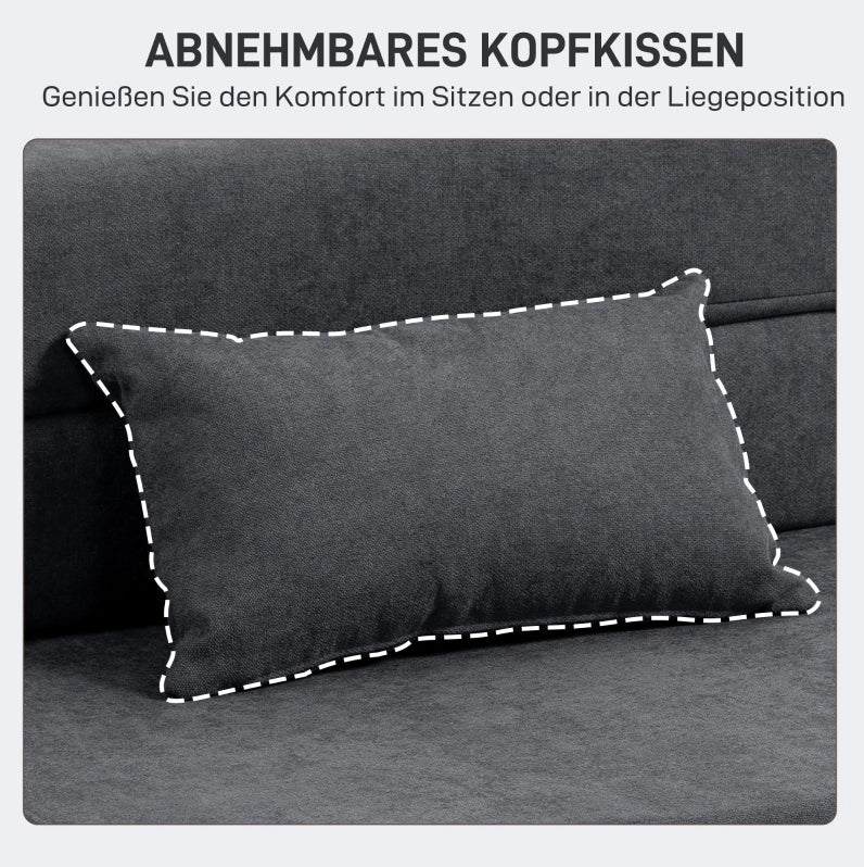 Poltrona letto pieghevole 3 in 1 grigio scuro con cuscino