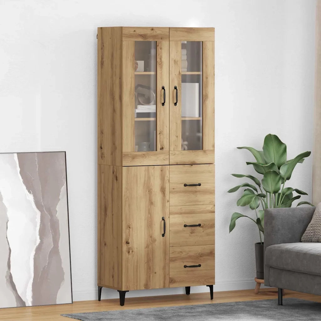 Credenza | Madia | Buffet da pranzo | Armadio da pranzo con cassetto Rovere artigianale 69,5 x 34 x 180 cm