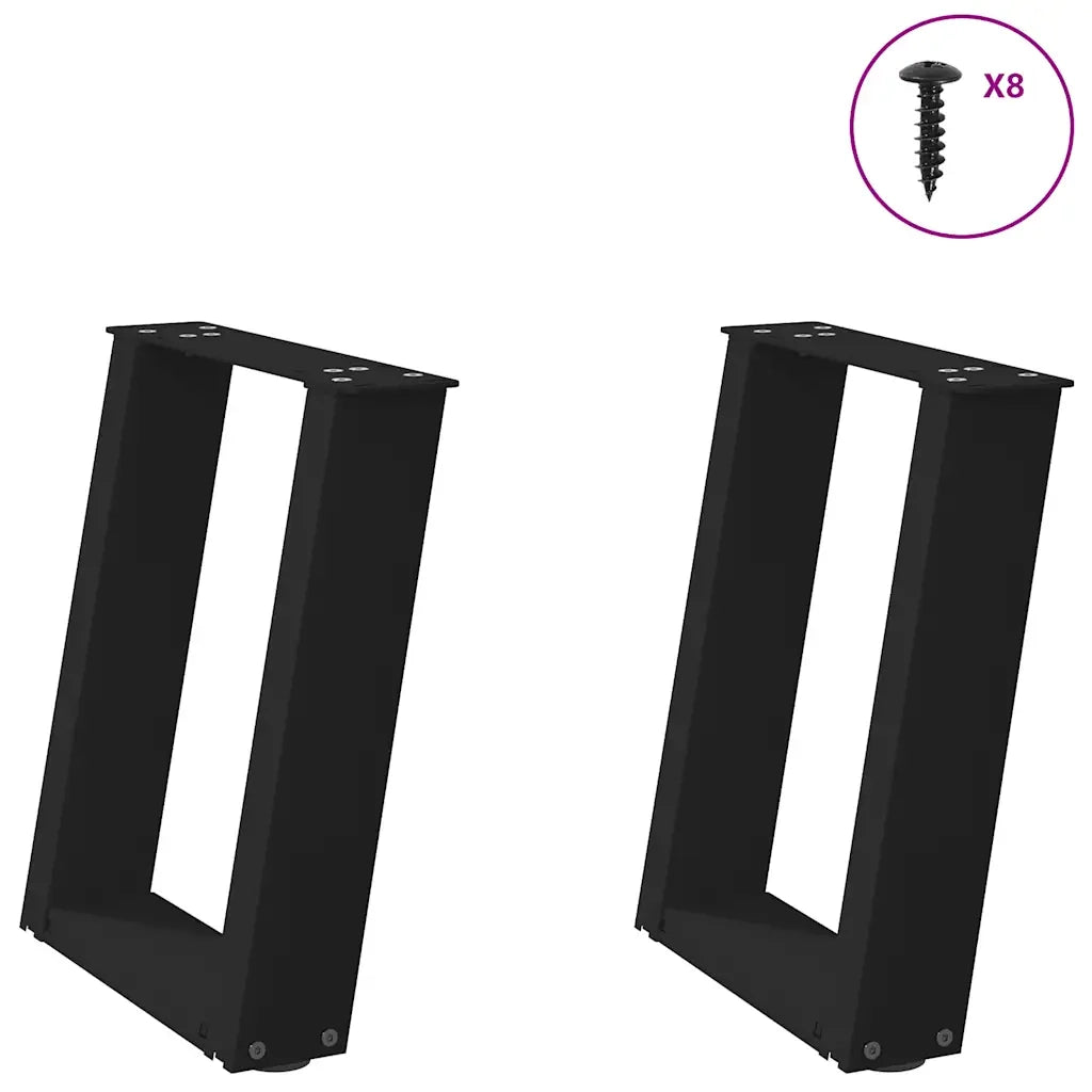 Gambe per Tavolino da CaffÃ¨ a Forma di U 2 pz Nere 28x(42-43) cm Acciaio