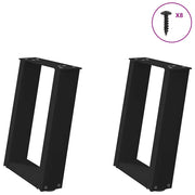 Gambe per Tavolino da CaffÃ¨ a Forma di U 2 pz Nere 28x(42-43) cm Acciaio