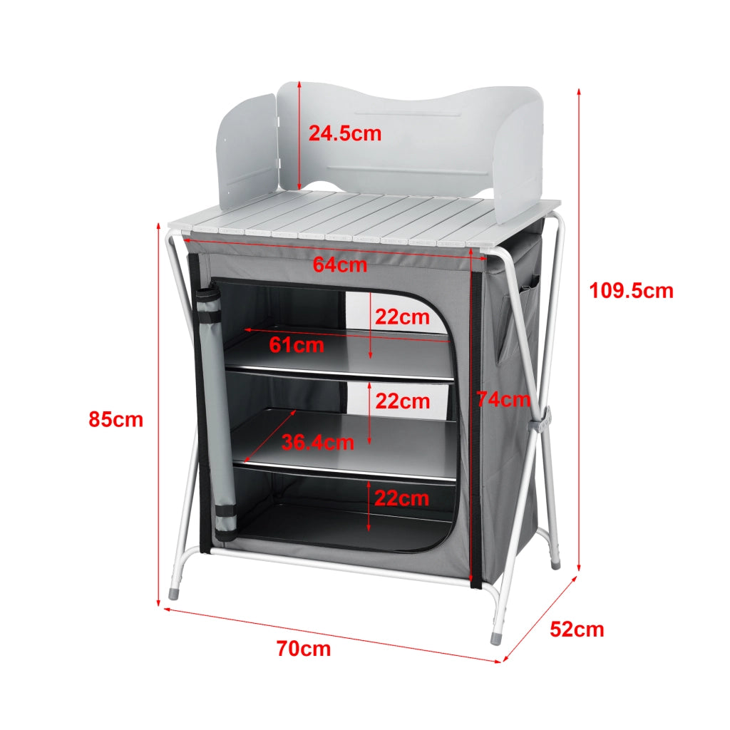 Credenza Mobile da Campeggio Tullinge Pieghevole con Borsa di Trasporto (AxLxP) 110x70x52 cm [en.casa]