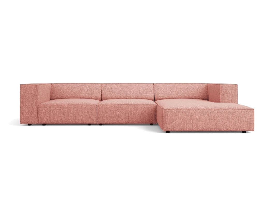 Cosmopolitan Design - Divano angolare destro "Arendal" 4 posti in ciniglia rosa 