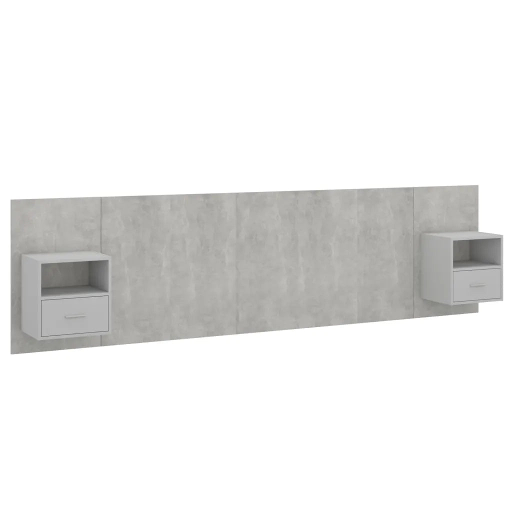 Testiera Letto con Armadietti Legno Multistrato Grigio Cemento 3115743