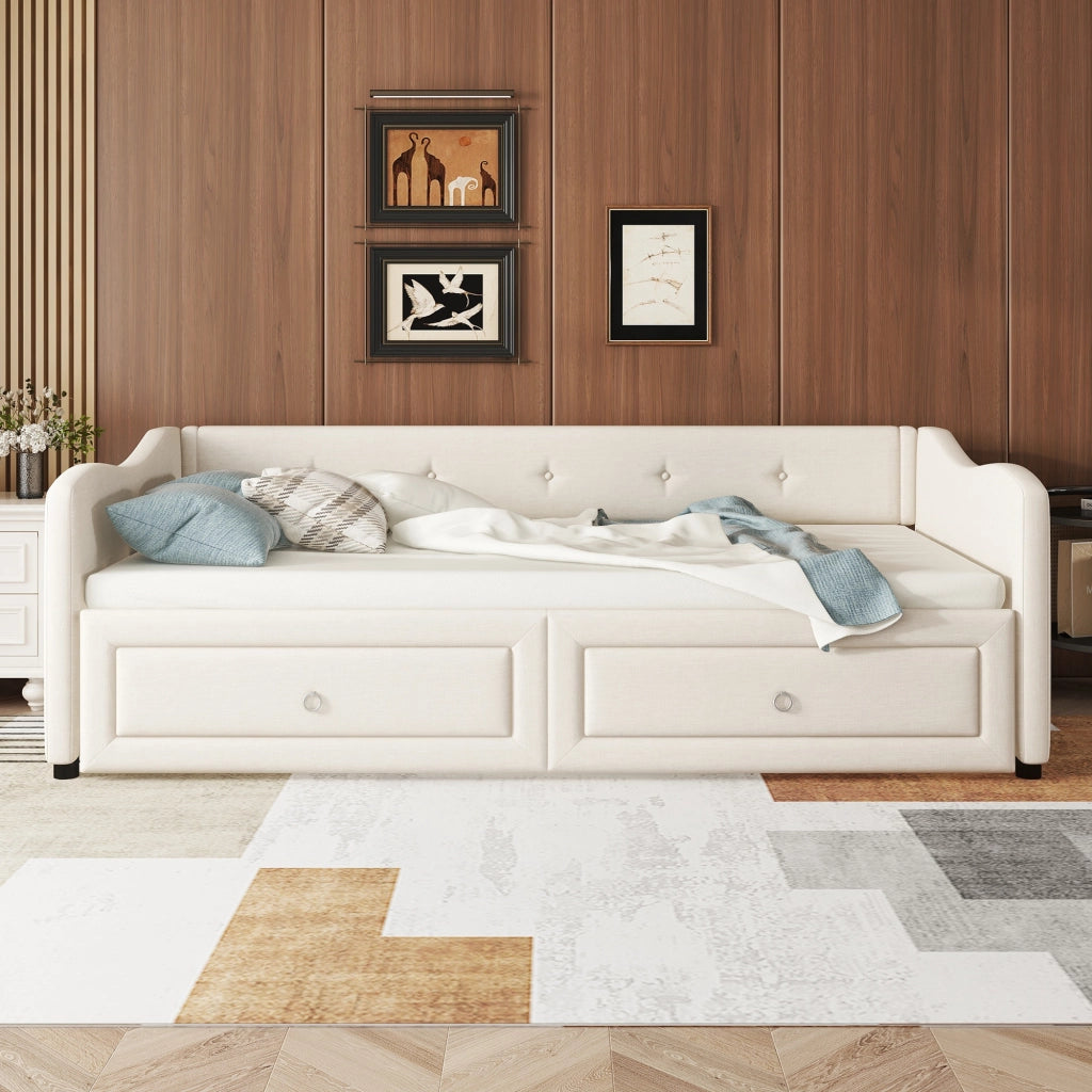 Letto giorno con letto estraibile lino 90x200 cm