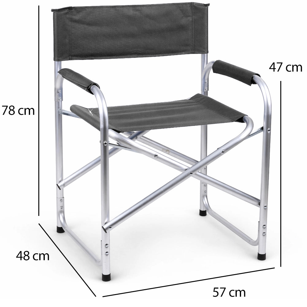 Sedia Regista 57x48x78 cm Struttura in Alluminio Rivestimento Tessuto Oxford Grigio