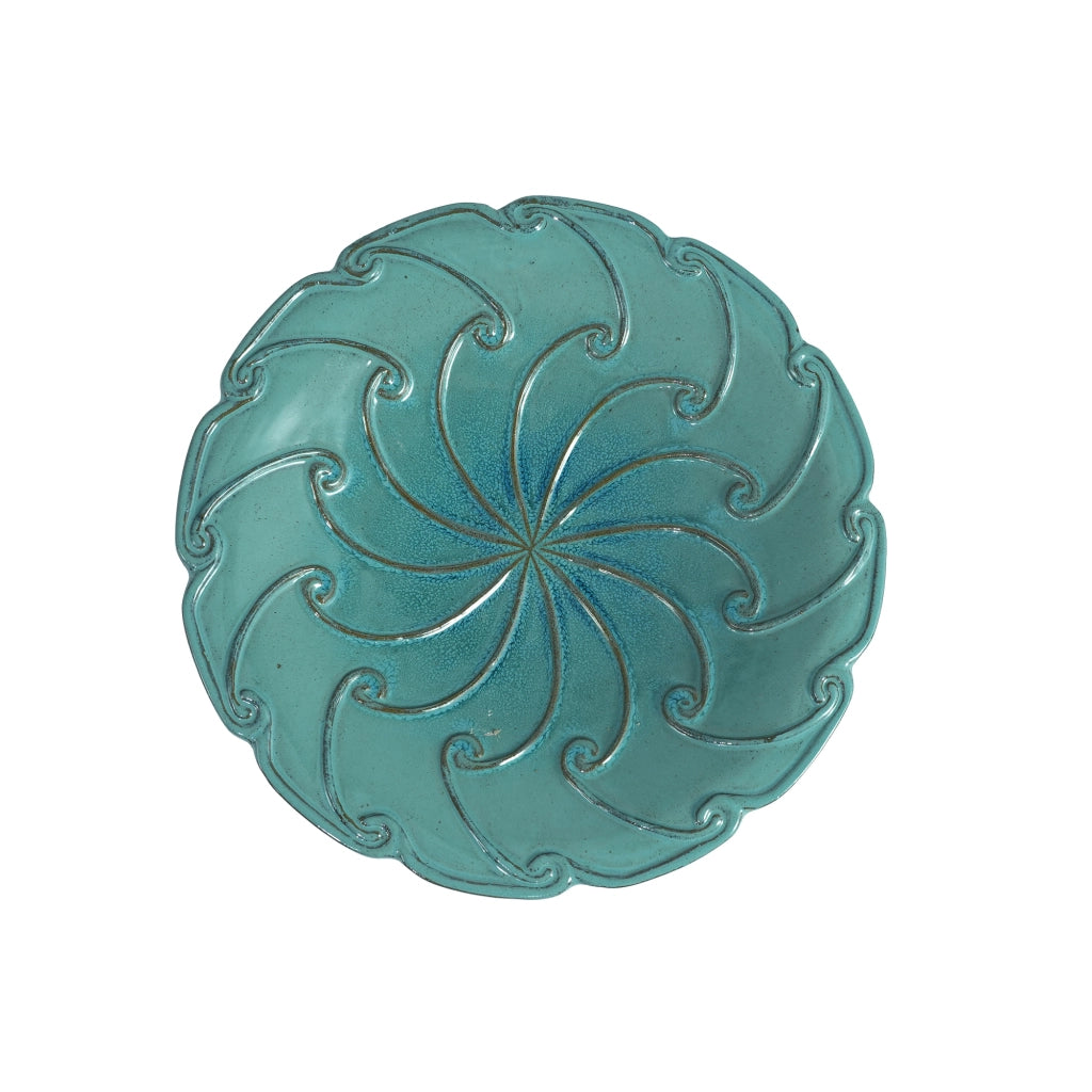 Bagno per uccelli in ceramica Ø43x45 cm turchese blu, resistente al gelo e agli agenti atmosferici