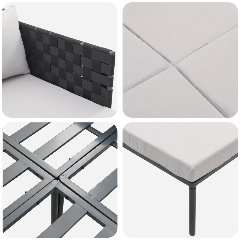 Lettino prendisole con cuscini per 2 persone Anthracite 115x153x69,5 cm Acciaio