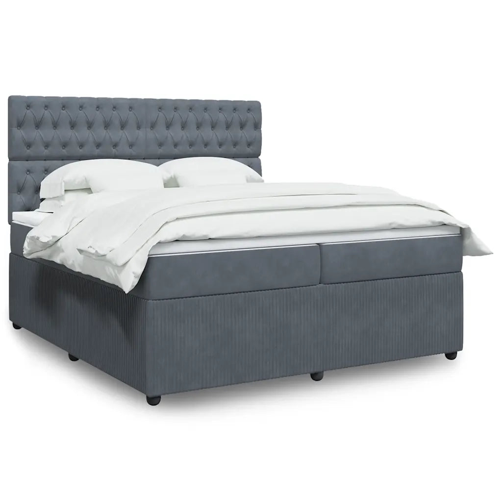 Giroletto a Molle con Materasso Grigio Scuro 200x200 cm Velluto 3292437