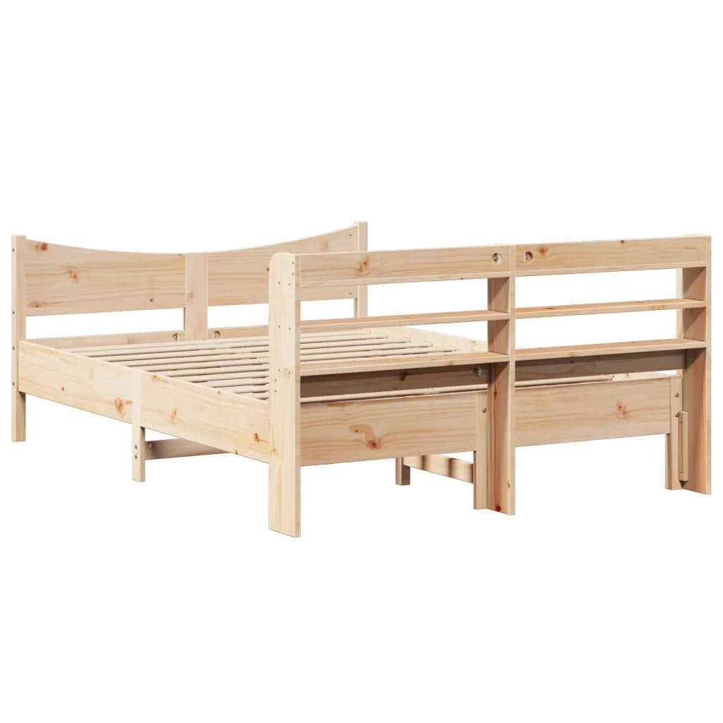 Giroletto con Testiera-Struttura Letto con testiera 140x190 cm in Legno Massello di Pino 203409