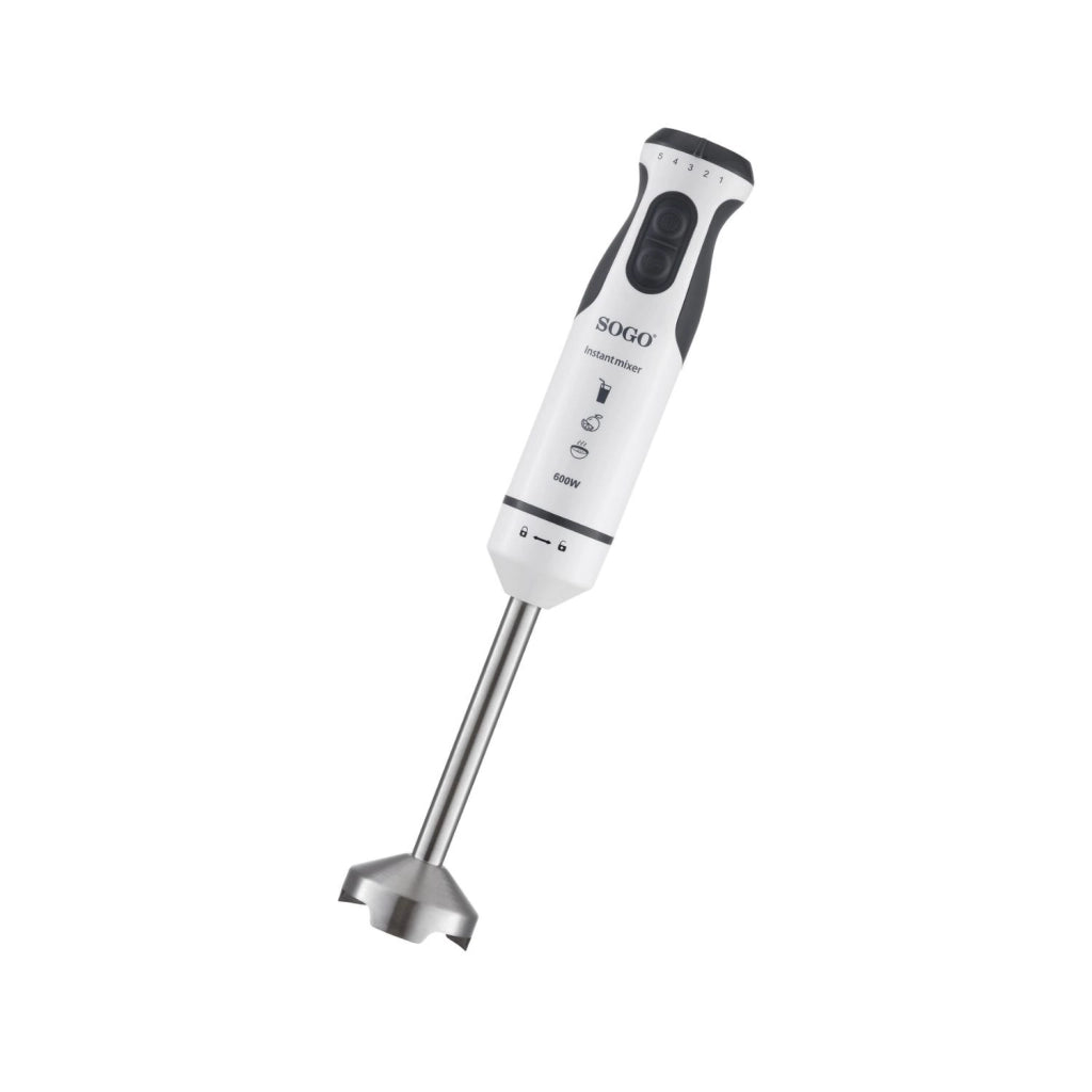 Frullatore elettrico a immersione 600W, 5 velocità variabili, lame acciaio inox, bicchiere graduato 700ml cucina - SOGO
