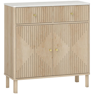 Credenza Buffet 77x30x80 cm con Piano d'Appoggio Effetto Marmo in Legno Rovere