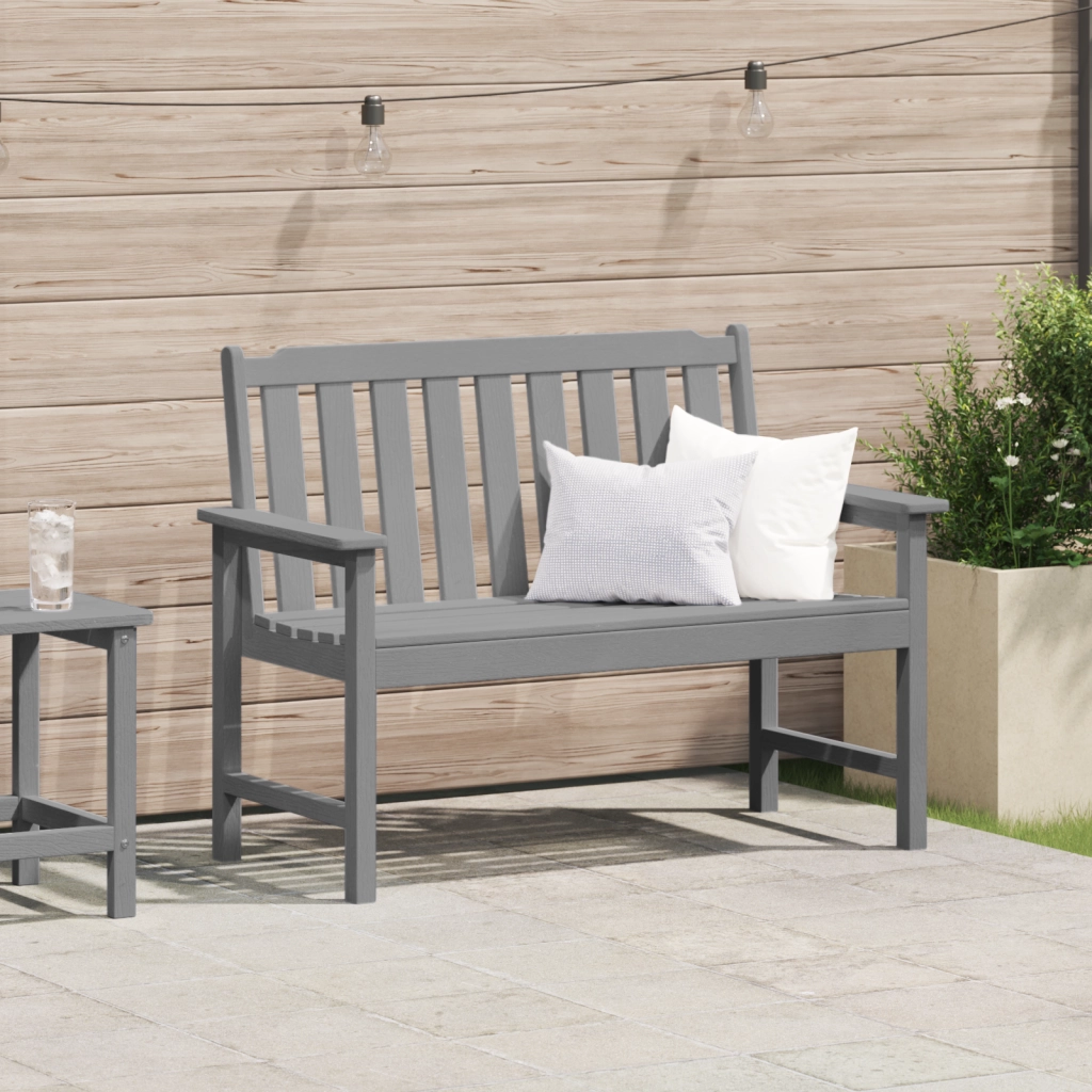 Panchina da giardino Grigio chiaro 120 cm HDPE